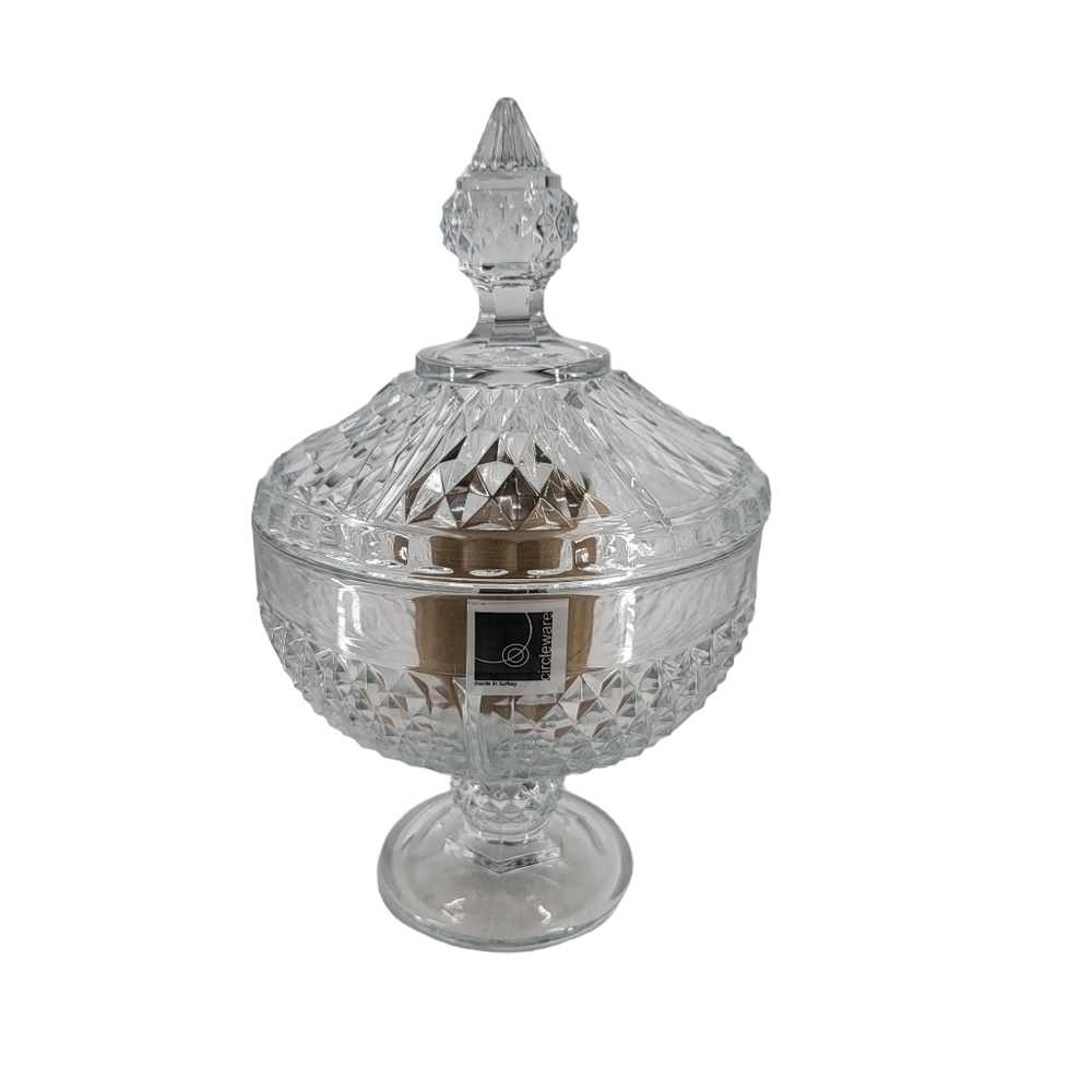 Circleware Footed Covered Candy Dish/All purpose Dish Ariana Collection